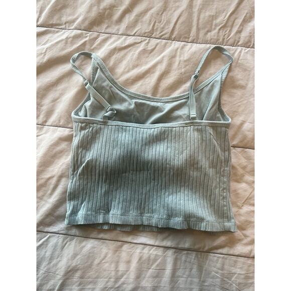 Light Blue Old Navy Strappy Rib-knit Crop Tank With Built In Bra Sz M - Picture 3 of 3